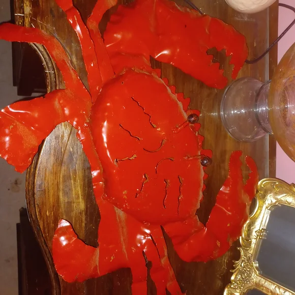 Red Metal Crab Wall Art - Picture 1 of 2